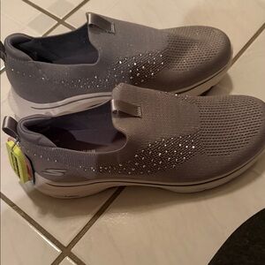 Skechers Women's Sparkling Gray Slip-On Sneakers